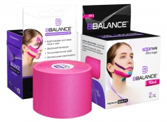Кинезио тейп для лица BBTape 5см x 5 м шелк розовый (FACE PACK ICE)