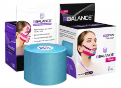 Кинезио тейп для лица BBTape 5см x 5 м шелк голубой (FACE PACK ICE)